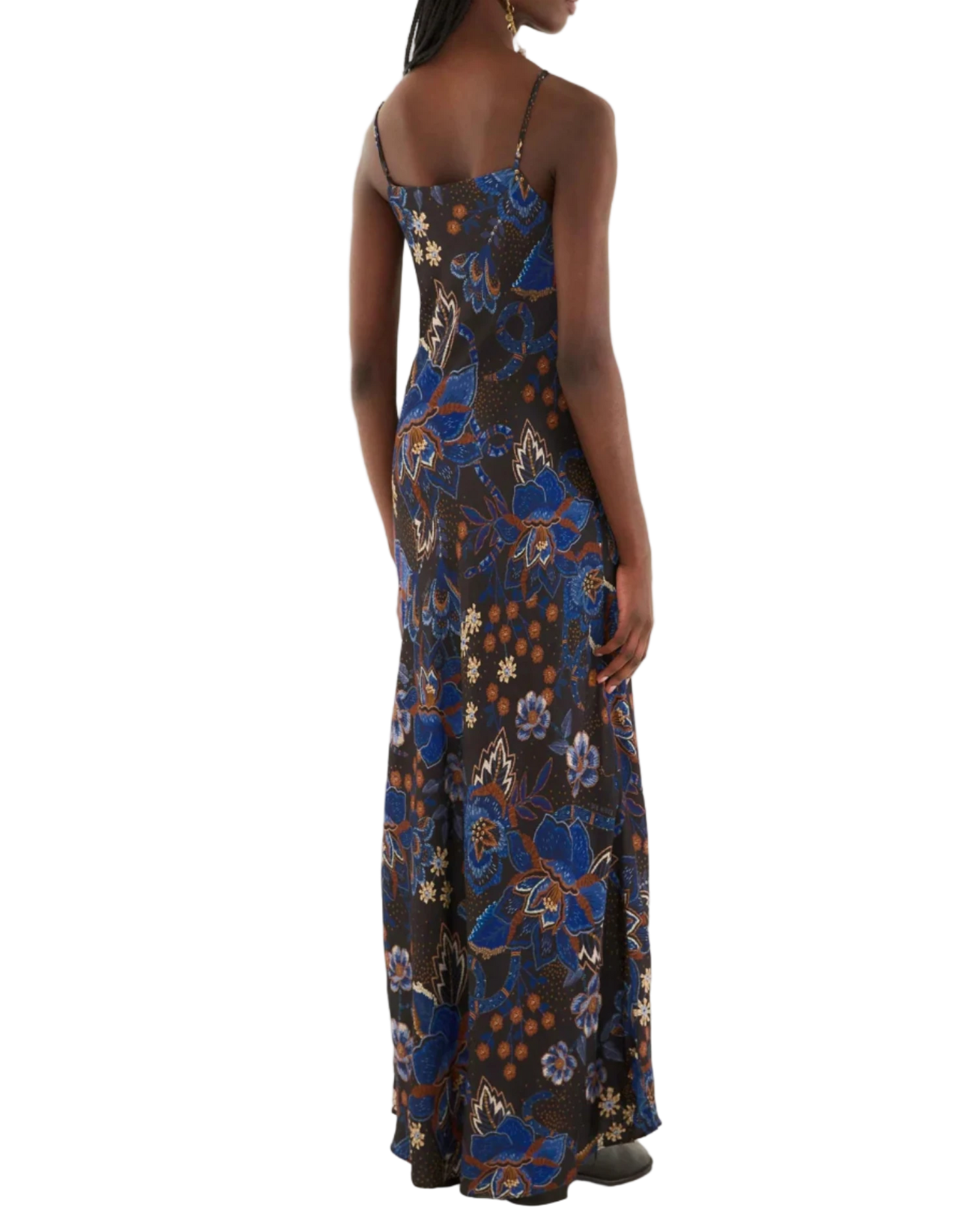SLIP MAXI DRESS - SNAKES BOUQUET BLACK