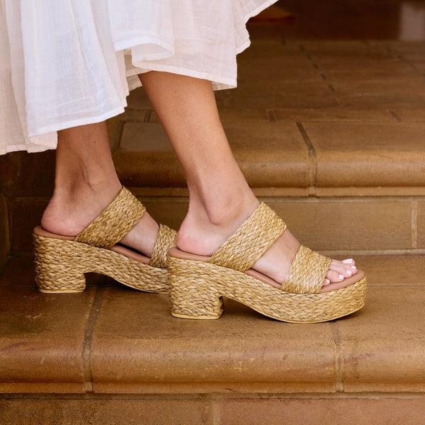 OCEAN AVE PLATFORM SANDAL - COGNAC