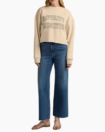 THE CROPPED COLLEGIATE SWEATSHIRT - FRENCH OAK/SNOW WHITE