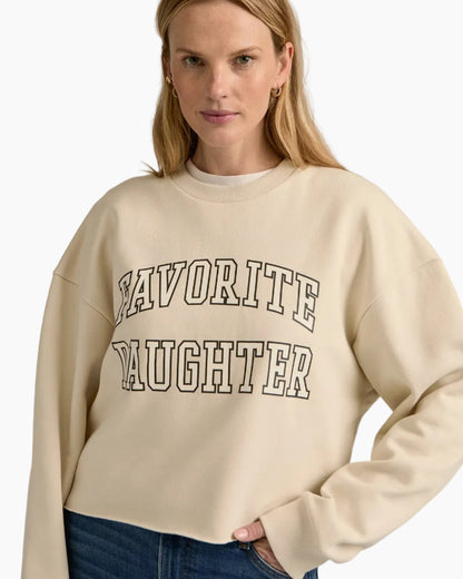 THE CROPPED COLLEGIATE SWEATSHIRT - FRENCH OAK/SNOW WHITE
