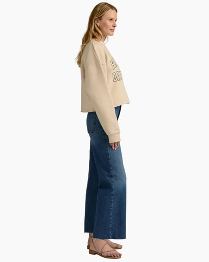 THE CROPPED COLLEGIATE SWEATSHIRT - FRENCH OAK/SNOW WHITE