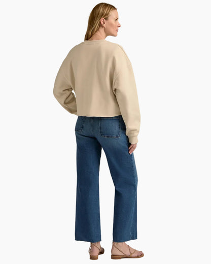 THE CROPPED COLLEGIATE SWEATSHIRT - FRENCH OAK/SNOW WHITE