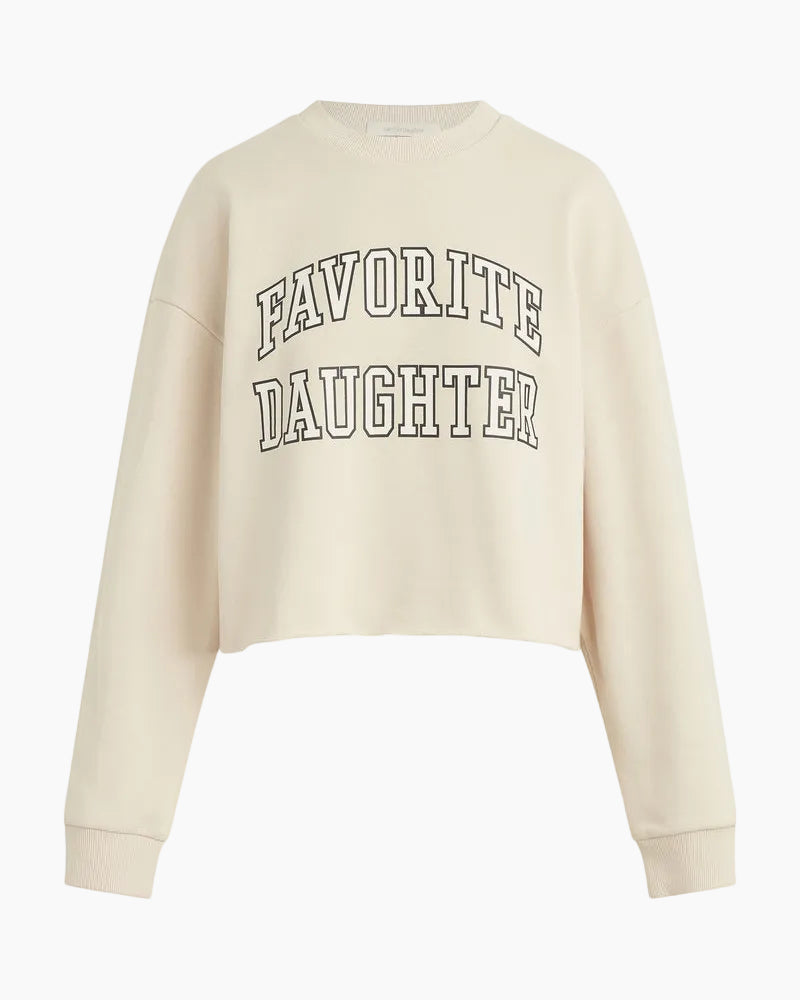 THE CROPPED COLLEGIATE SWEATSHIRT - FRENCH OAK/SNOW WHITE