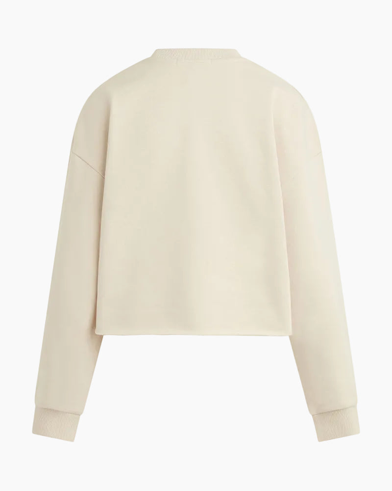 THE CROPPED COLLEGIATE SWEATSHIRT - FRENCH OAK/SNOW WHITE