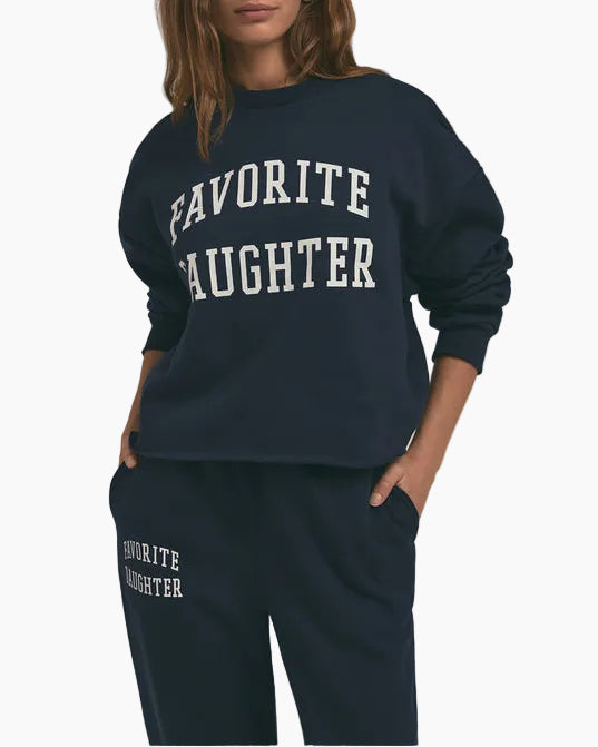 THE CROPPED COLLEGIATE SWEATSHIRT - NAVY/WHITE