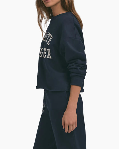 THE CROPPED COLLEGIATE SWEATSHIRT - NAVY/WHITE