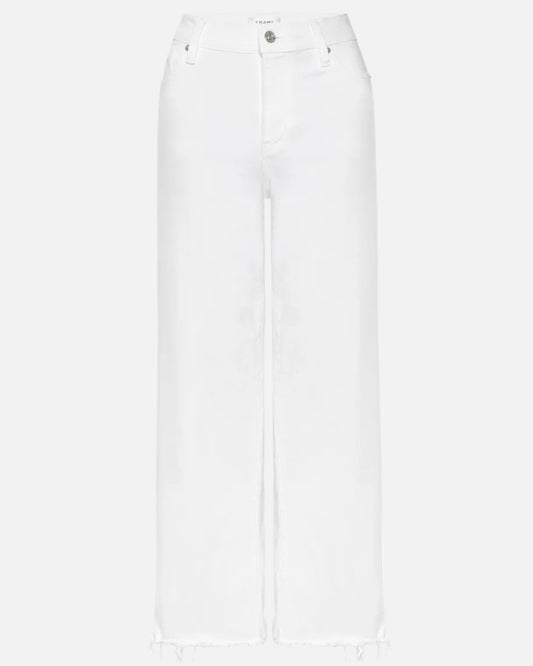 LE SLIM PALAZZO CROP - WHITE RAW FRAY