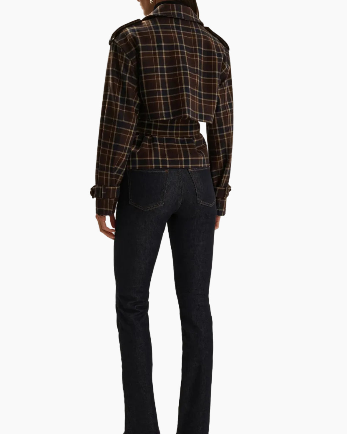 THE CROPPED CHARLES TRENCH - TOFFEE PLAID