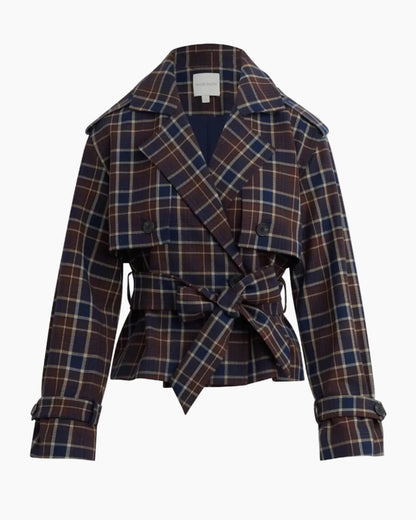 THE CROPPED CHARLES TRENCH - TOFFEE PLAID