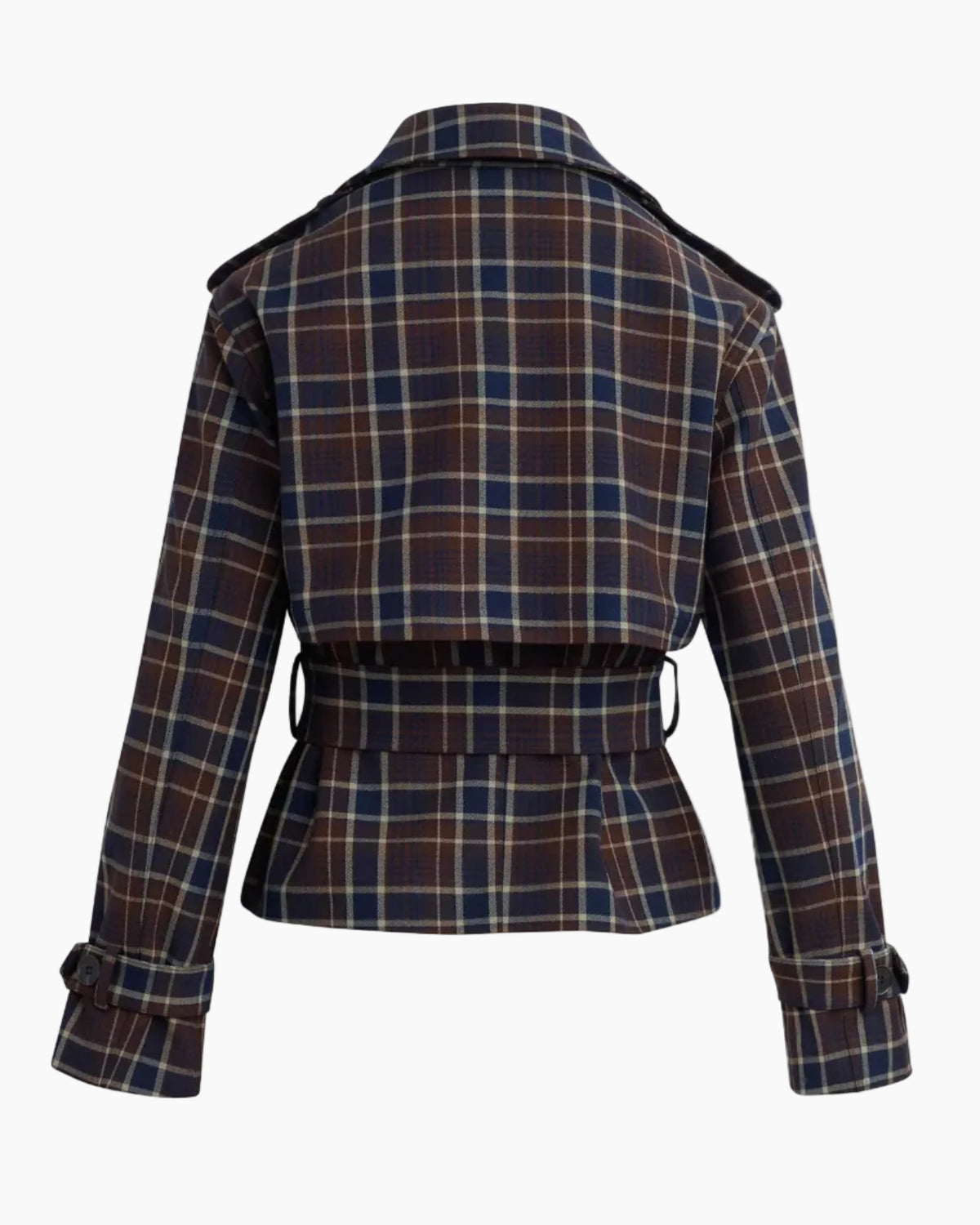 THE CROPPED CHARLES TRENCH - TOFFEE PLAID