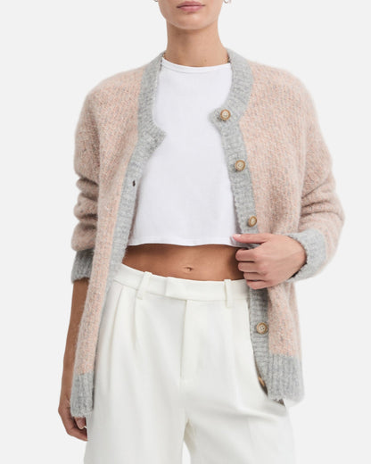 THE RIO CARDIGAN-ROSE DUST/LIGHT GREY