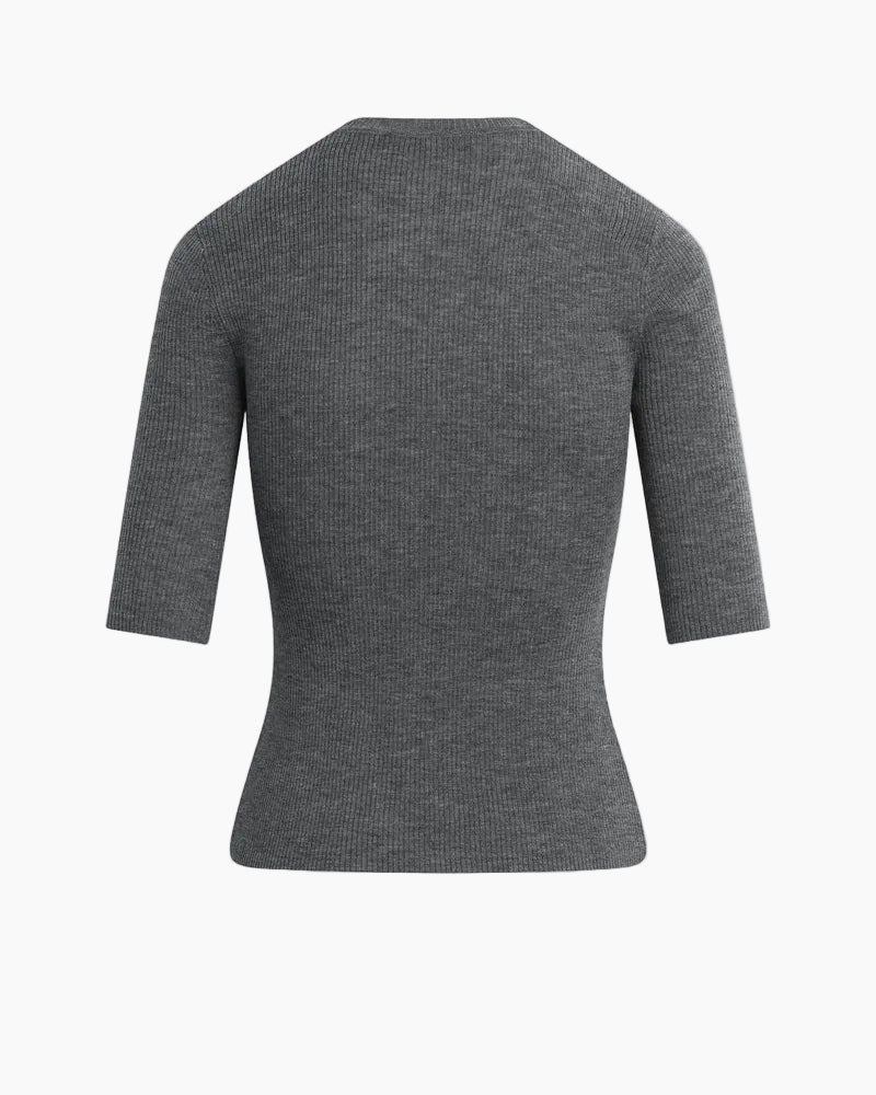 THE AMELIA CREWNECK TOP - CHARCOAL