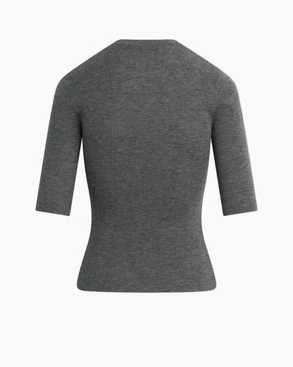 THE AMELIA CREWNECK TOP - CHARCOAL
