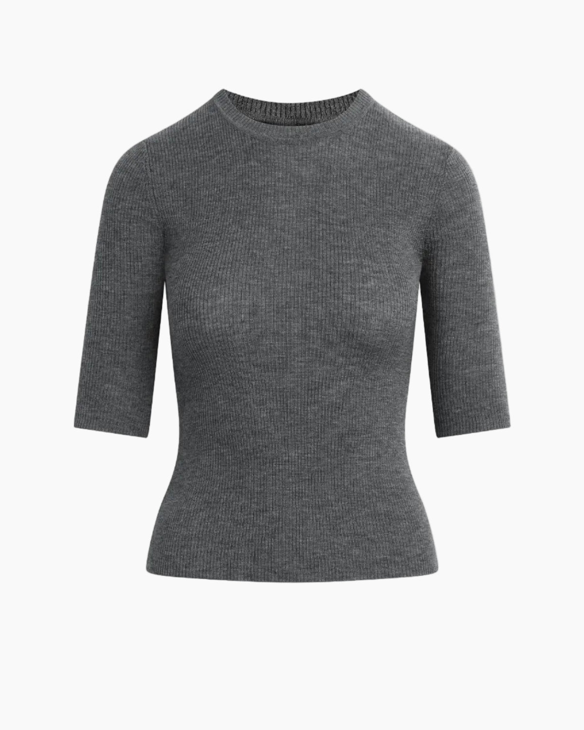 THE AMELIA CREWNECK TOP - CHARCOAL