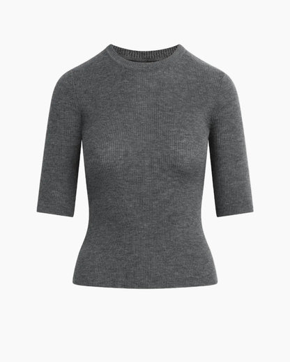 THE AMELIA CREWNECK TOP - CHARCOAL