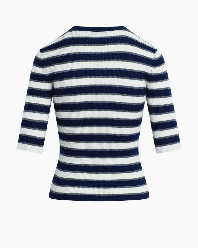 THE AMELIA CREWNECK TOP - MIDNIGHT STRIPE