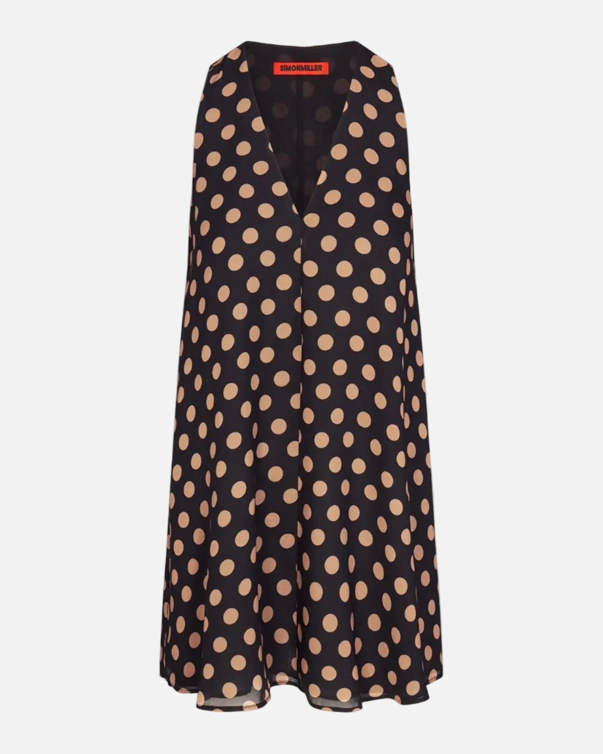 GIA CHIFFON MINI DRESS - BLACK/TAN POLKA DOT