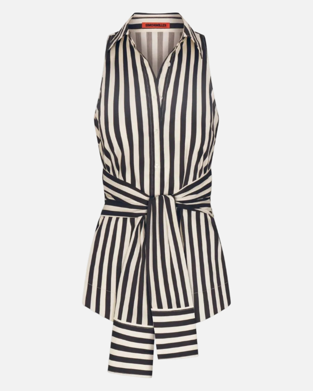 INNA SLEEVELESS POPLIN TOP - BLACK/WHITE STRIPE
