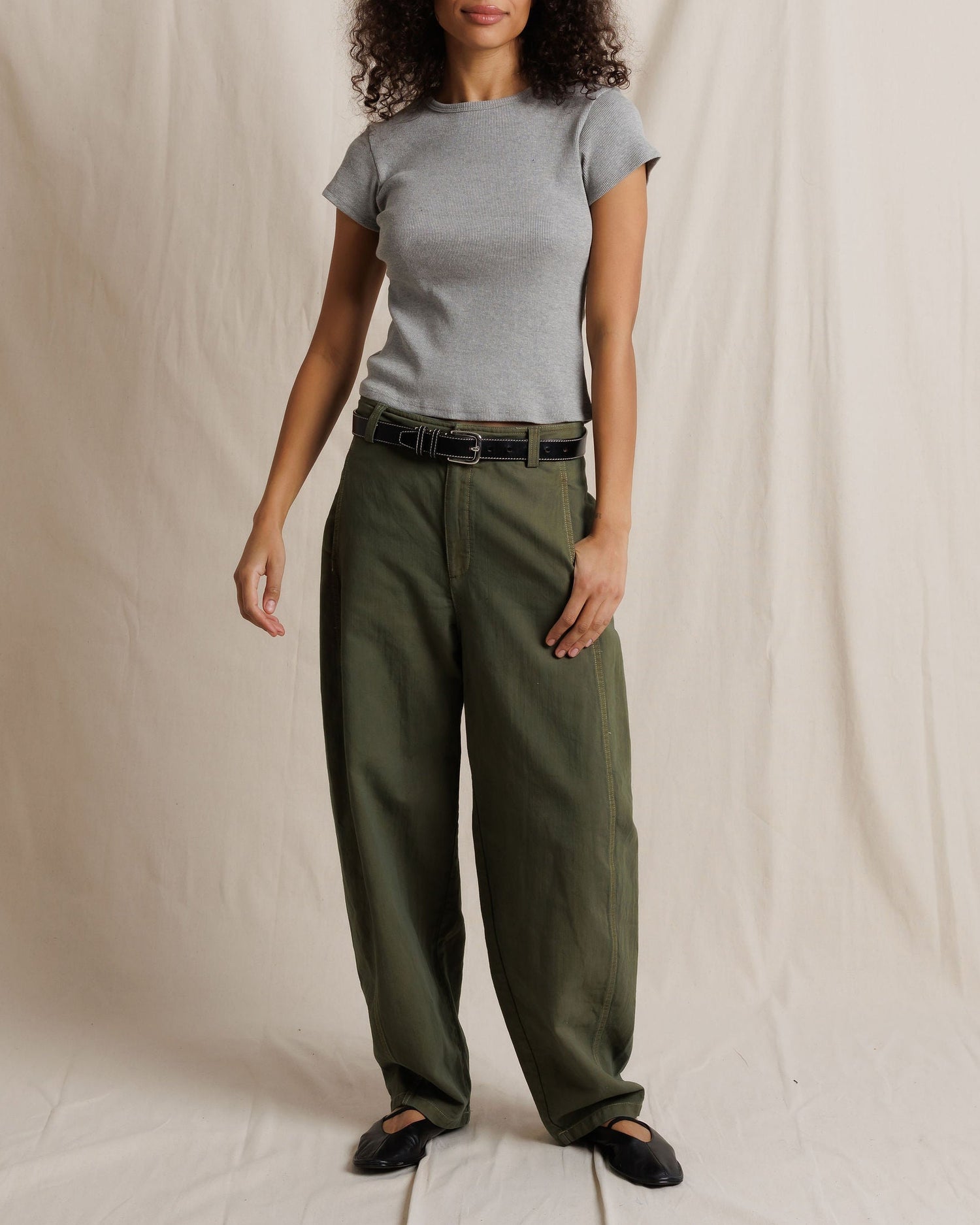 MACY COTTON RIB CREW NECK TEE - HEATHER
