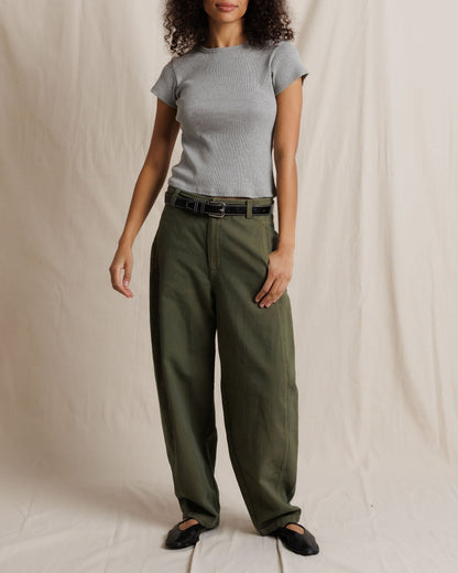 MACY COTTON RIB CREW NECK TEE - HEATHER