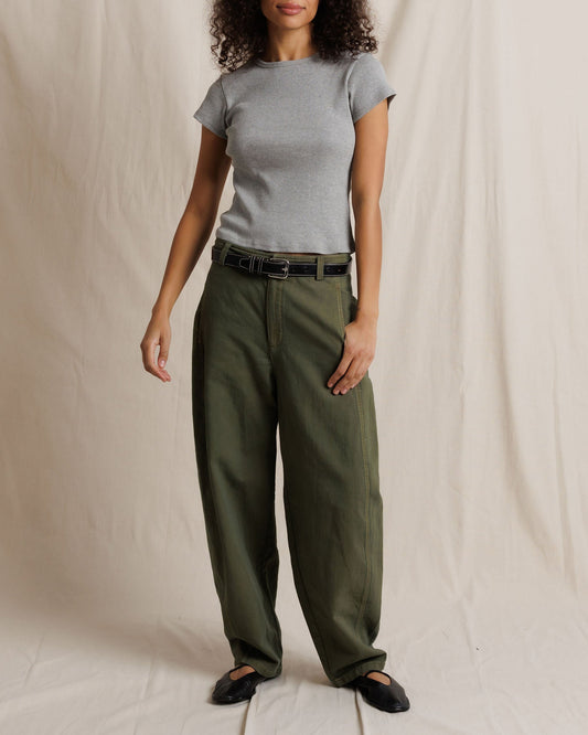 MACY COTTON RIB CREW NECK TEE - HEATHER