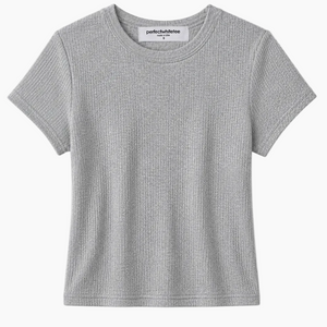 MACY COTTON RIB CREW NECK TEE - HEATHER