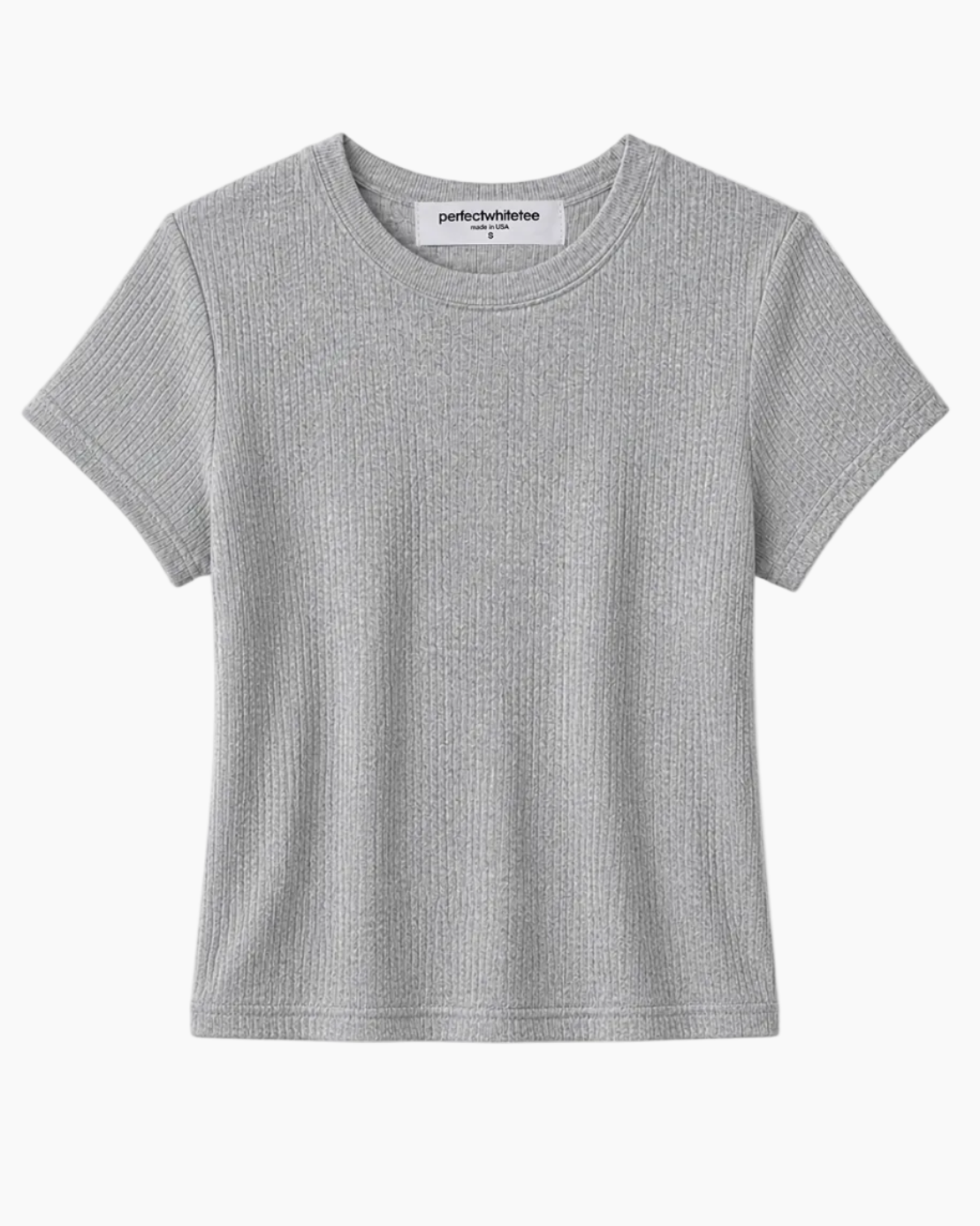 MACY COTTON RIB CREW NECK TEE - HEATHER