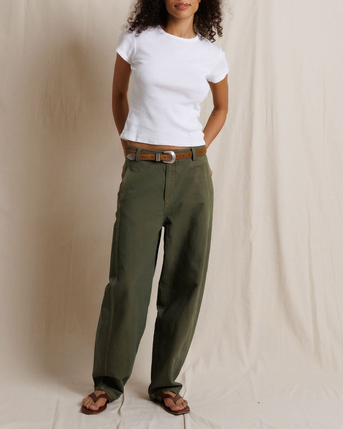 MACY COTTON RIB CREW NECK TEE - WHITE