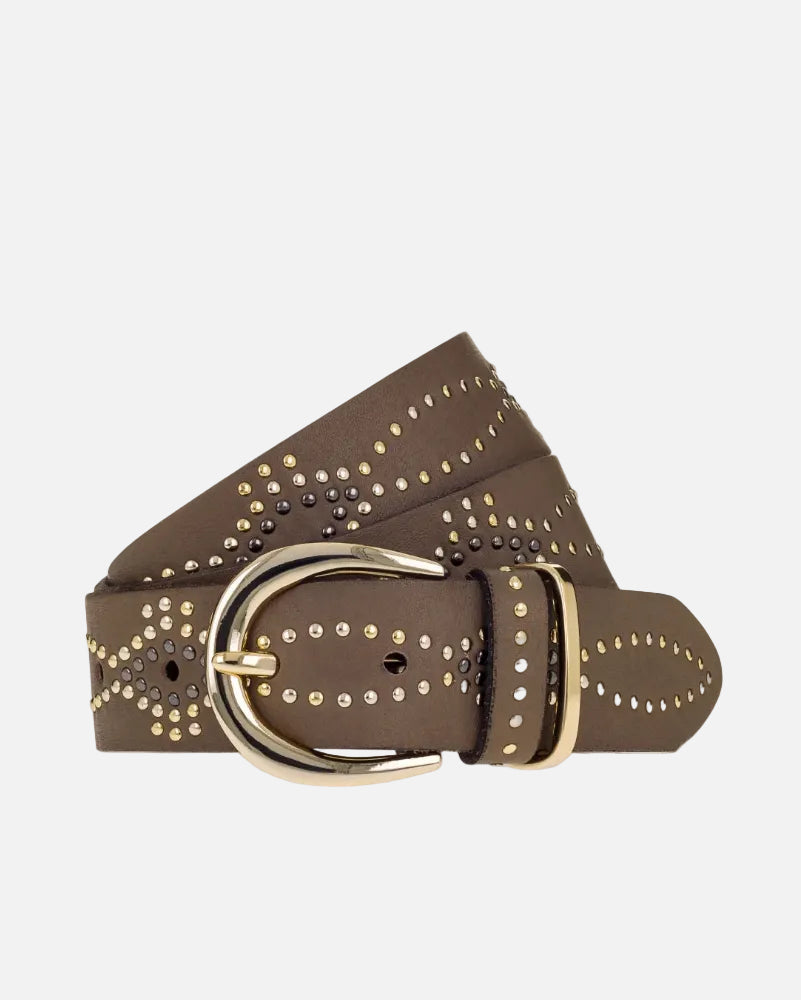 MELINDA GOLD BELT - CHOCOLATE BROWN