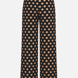 NELLA CREPE WIDE LEG PANT - BLACK/TAN POLKA DOT