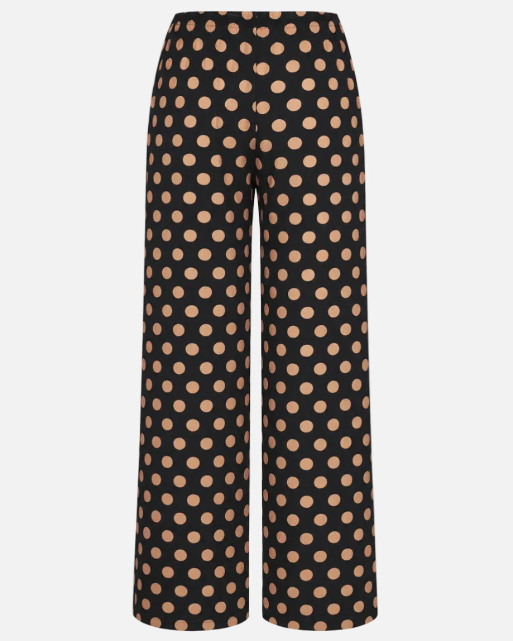 NELLA CREPE WIDE LEG PANT - BLACK/TAN POLKA DOT