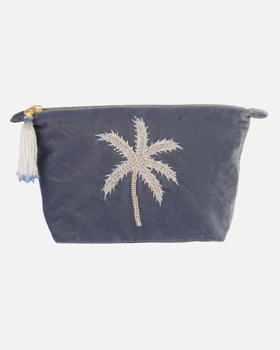 BLUE PALM TREE MAKE UP BAG - SMALL
