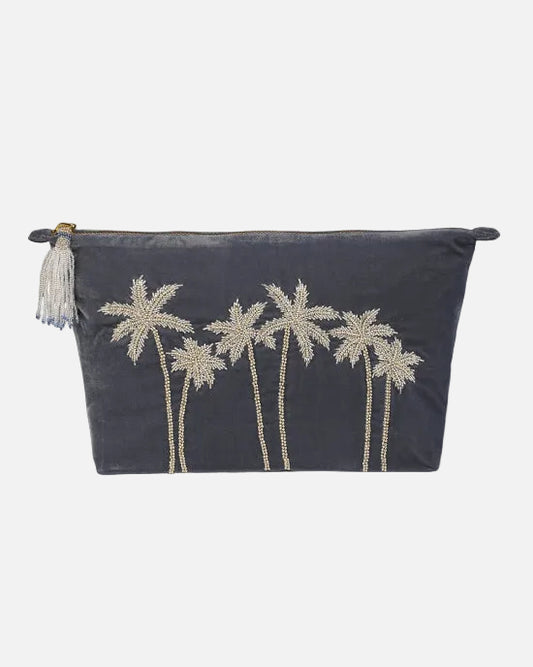 BLUE PALM TREE MAKE UP BAG - LARGE