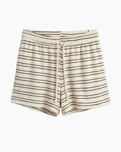 SUMMER STRIPE LOOP TERRY SWEAT SHORTS - NATURAL/CHOCOLATE